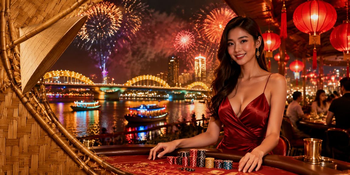 Người phụ nữ mặc áo dài tham gia cá cược trực tuyến tại Đà Nẵng với hình ảnh nón lá đặc trưng