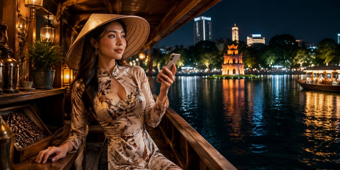 Người dùng Hà Nội trải nghiệm casino trực tuyến trên điện thoại di động với hình ảnh nón lá đặc trưng